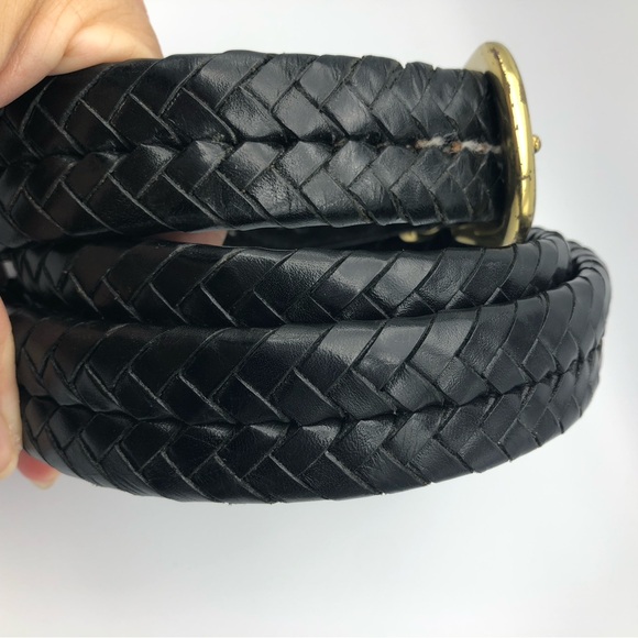 COACH Black Leather Braided Belt Size 42 inches XL - Picture 2 of 9